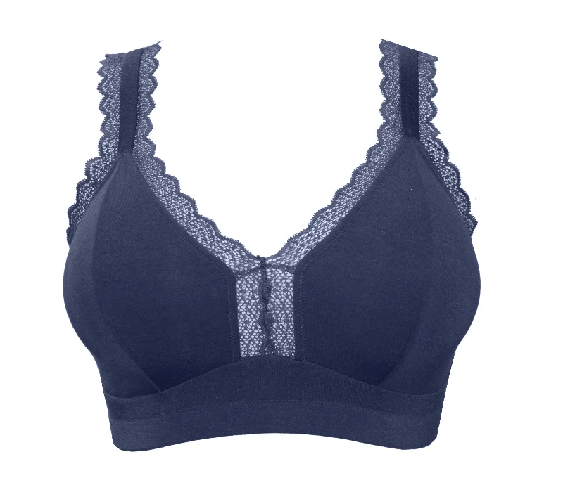 Parfait Dalis Bra Sized Non-Underwire Modal & Lace J-Hook Bralette (Navy)