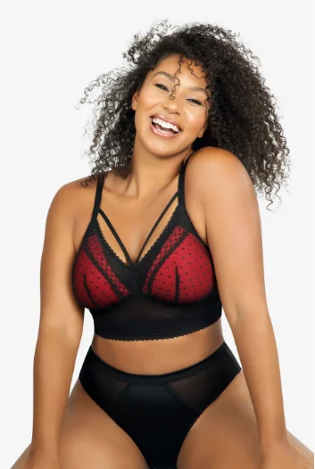 Parfait Mia Dot With Strings Wireless Padded Bralette (Black)