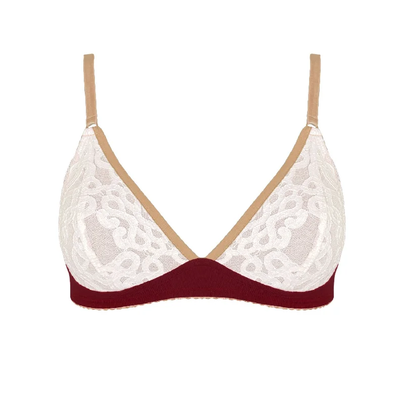 Stella bralette with lace in garnet