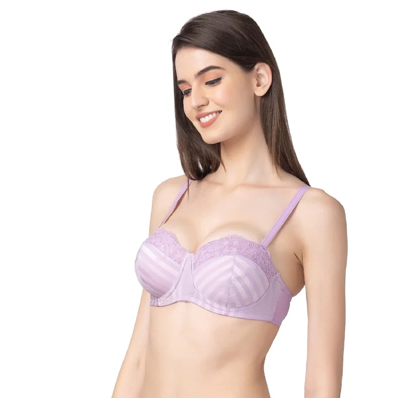 Padded And Underwired Strapless Bra Purple