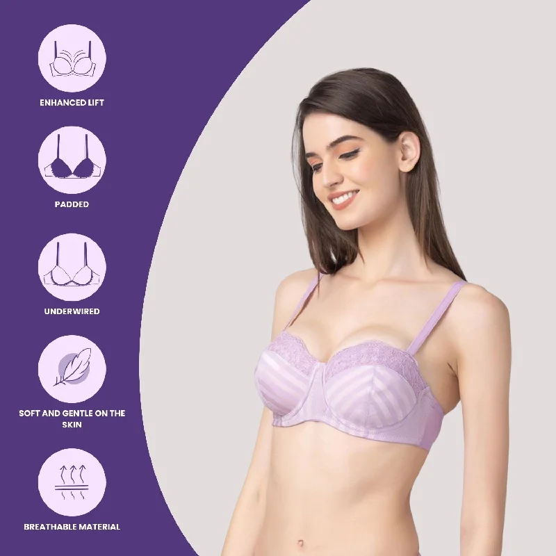 Padded And Underwired Strapless Bra Purple