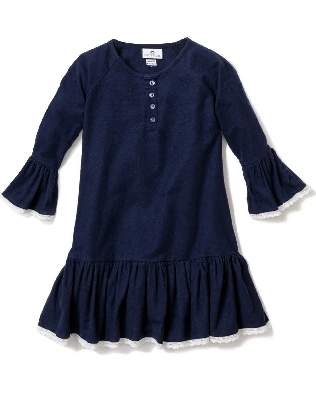 Girl's Flannel Arabella Nightgown in Navy