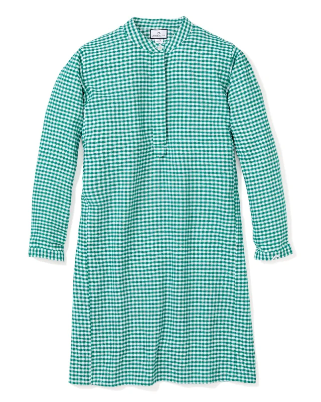 Women's Flannel Grace Nightgown in Green Gingham