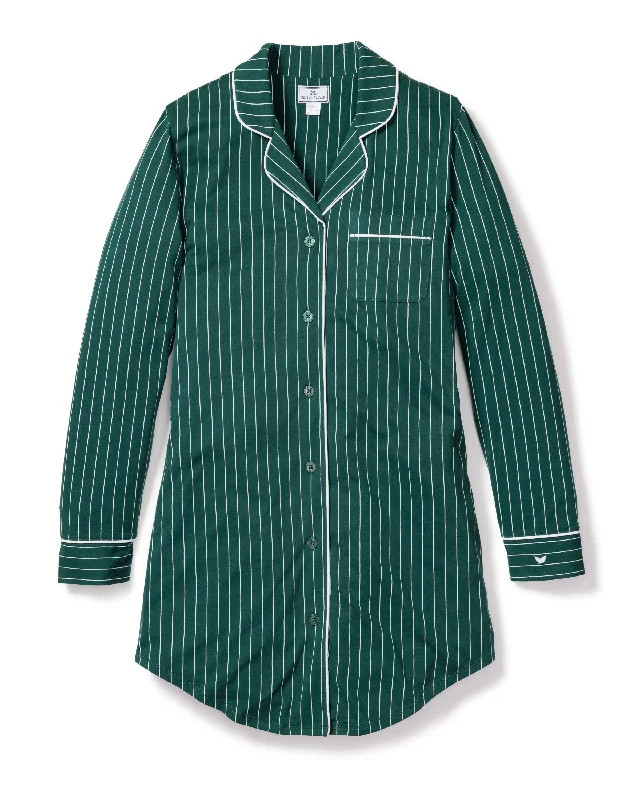 Women's Pima Nightshirt in Green Stripe