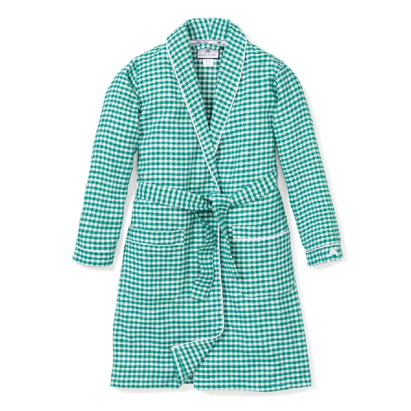 Men's Flannel Robe in Green Gingham