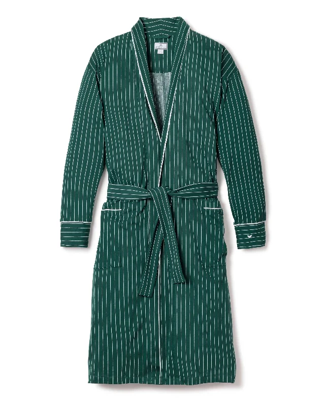 Men's Pima Robe in Green Stripe